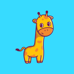 Obraz na płótnie Canvas Cute Giraffe Vector Icon Illustration. Giraffe Mascot Cartoon Character. Animal Icon Concept White Isolated. Flat Cartoon Style Suitable for Web Landing Page, Banner, Flyer, Sticker, Card