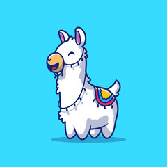 Cute Llama Vector Icon Illustration. Alpaca Mascot Cartoon Character. Animal Icon Concept White Isolated. Flat Cartoon Style Suitable for Web Landing Page, Banner, Flyer, Sticker, Card