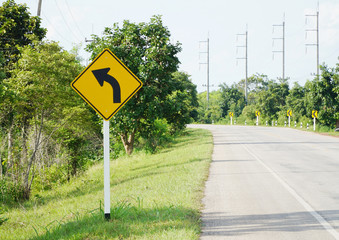 Curved Left Traffic Road Sign