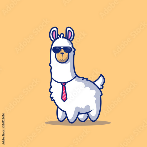 Cute Business Llama Vector Icon Illustration Alpaca Mascot Cartoon Character Animal Icon Concept White Isolated Flat Cartoon Style Suitable For Web Landing Page Banner Flyer Sticker Card Wall Mural Catalyststuff