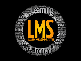 Fototapeta na wymiar LMS - Learning Management System circle word cloud, business concept background
