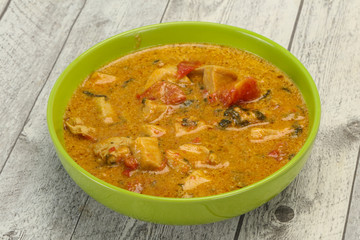 Traditional thai curry chicken soup