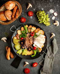 meat sage with vegetables charcoal cooked