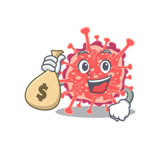 Rich polyploviricotina cartoon design holds money bags
