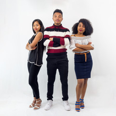 Three african mixed race people