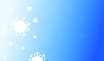 White virus icon on blue background