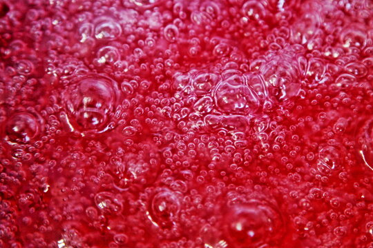 Boiling Burgundy Jelly Bubbles Surface, Texture For Background