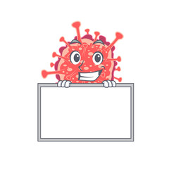 Smiling polyploviricotina cartoon design style has a board