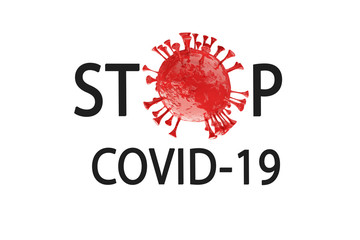 Stop Covid-19 Sign & Symbol, concept coronavirus COVID-19. virus wuhan from china. White background