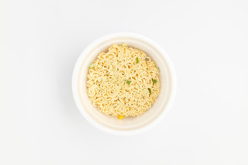 Instant cup ramen on white background