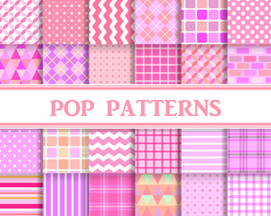 ポップなシームレスパターン　ピンク系
