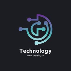 Circular technology circuit icon logo