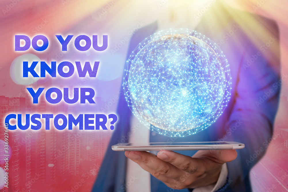 Poster text sign showing do you know your customer question. business photo showcasing service identify cli