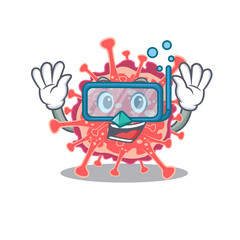 Naklejka premium Polyploviricotina mascot design concept wearing diving glasses