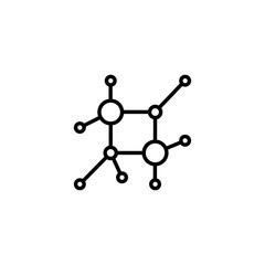 Molecule icon. Nanotechnology vector icon. Nanotechnology and development design theme. Science symbol. Vector illustration.