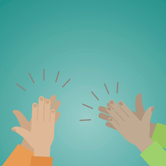 Two pairs of hands applause. Vector illustration.