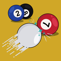 Billiard  balls  in movement vector illustration