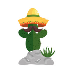 Mexican cactus with mustache and hat design, Mexico culture tourism landmark latin and party theme Vector illustration