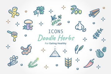 Herbs Doodle Icon Banner Design