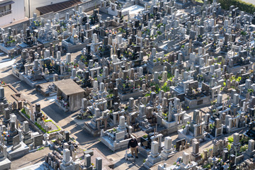 日本の墓地の風景