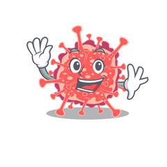 A charismatic polyploviricotina mascot design style smiling and waving hand
