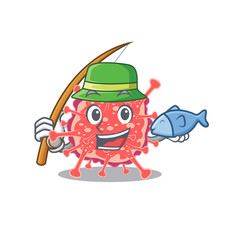 Cartoon design concept of polyploviricotina while fishing