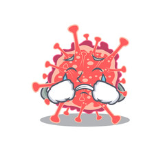 Cartoon character design of polyploviricotina with a crying face