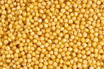 Heap of millet grains isolated on white background