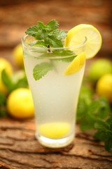 mojito cocktail on wooden table