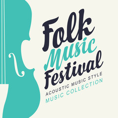 Vector poster or cover for a folk music festival with calligraphic inscription and violin. Music collection