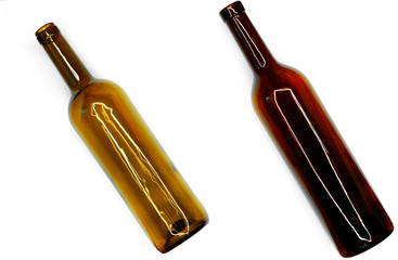wine bottles on white background