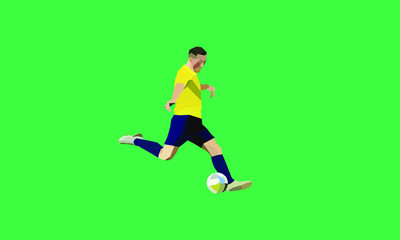 Soccer player kick ball. European football player abstract. low poly (polygonal) cencept