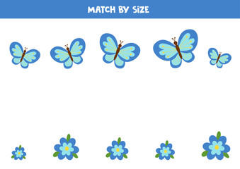 Match butterflies and flowers by size. Game for kids.