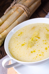 Delicious spring white asparagus soup