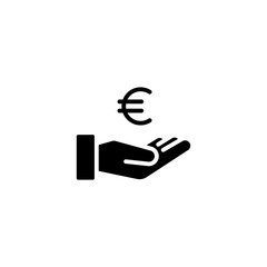 Euro vector icon. Euro Money coin on hand icon vector for investment . Trendy Flat style for graphic design, Web site, UI. EPS10. - Vector illustration