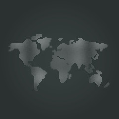 Vector Dotted World Map Background Light and Dark Grey for Presentations. Continents: Europe, Asia, Australia, America, Africa