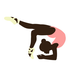 isolated, silhouette in colored clothes gymnast
