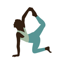 vector, isolated, silhouette in colored clothes gymnast girl