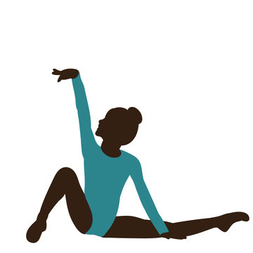 recommend clip art: vector, isolated, silhouette in colored clothes gymnast girl
