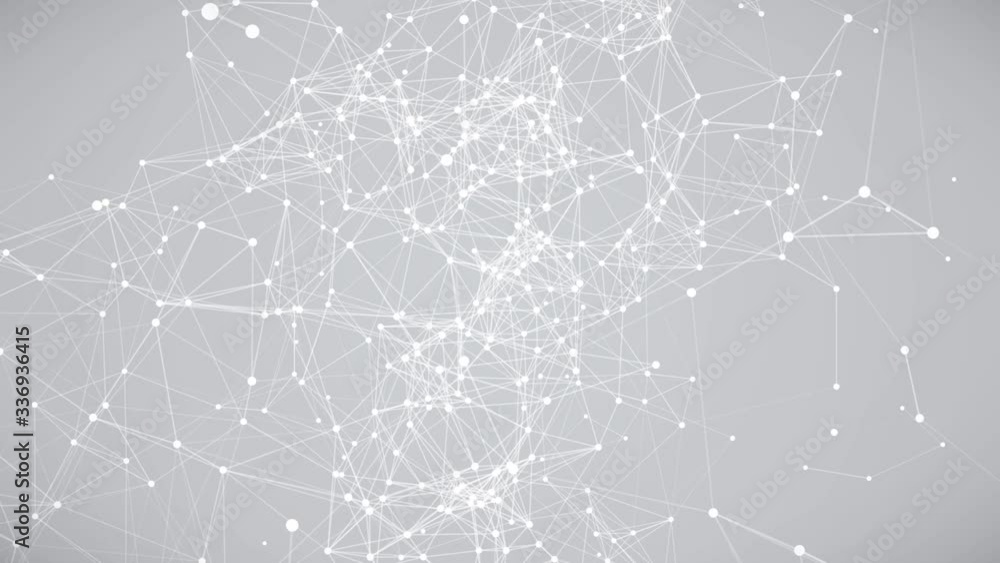 Poster abstract white plexus structure evolving in motion background with technology, science and engineeri