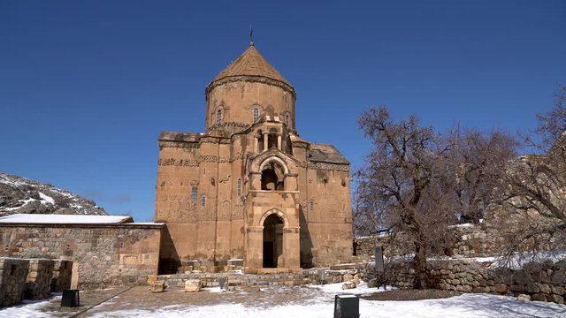 Akdamar island, Van, Turkey - February 2020: Akdamar island and surp church Akdamar church is an important religious place for the Armenian people