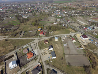 Aerial view of the saburb landscape (drone image).Near Kiev,Ukraine