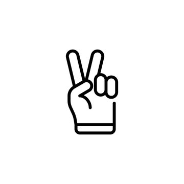 Hand gesture victory icon. Peace of hand doodle symbol. Hand gesture V sign for victory or peace flat vector icon for apps and websites