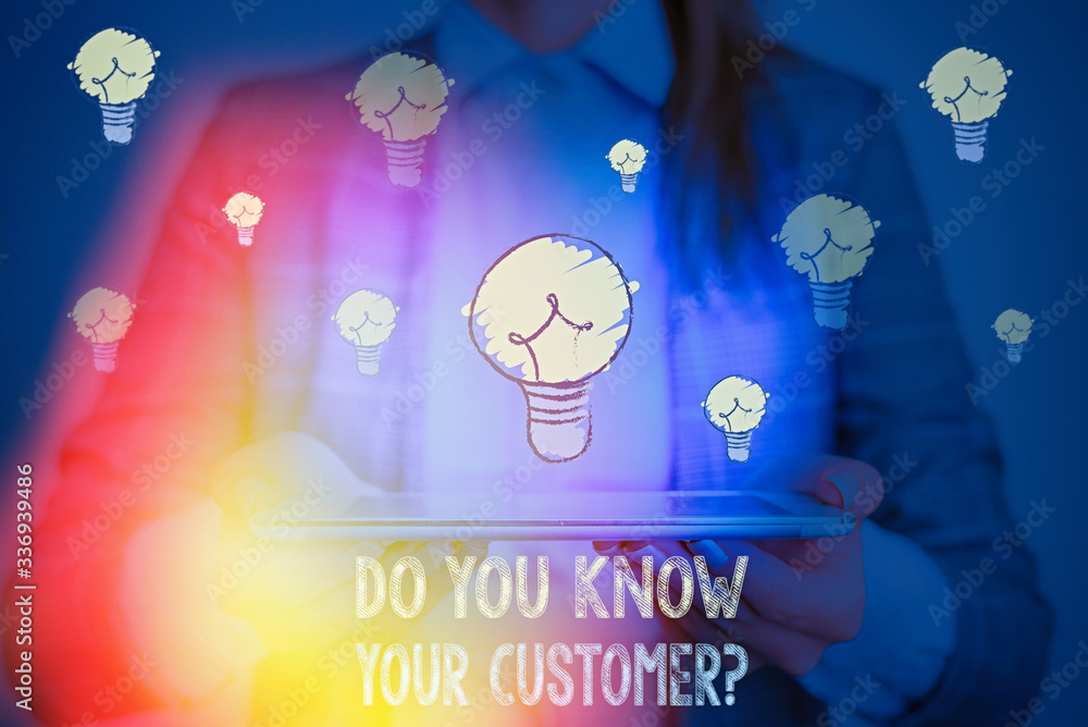 Poster writing note showing do you know your customer question. business concept for service identify clien