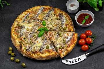 pizza with anchovies and olives