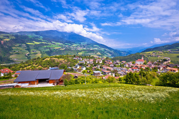Fototapeta na wymiar Dolomites. Idyllic alpine village of Gudon architecture and landscape view