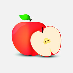 red apple on white background