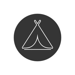 Camping tent symbol line icon. Vector in modern flat
