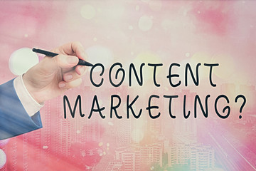 Conceptual hand writing showing Content Marketing question. Concept meaning involves creation and...