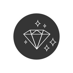 Diamond with sparkles line icon. Gemstone symbol. Vector
